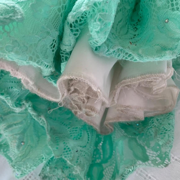 La Femme Prom Dress Midriff Cutout Green Lace Fitted Maxi Formal Grad 💫 - Picture 14 of 17